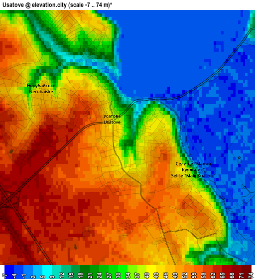 Usatove elevation map