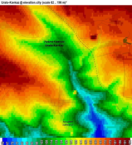 Uralo-Kavkaz elevation map