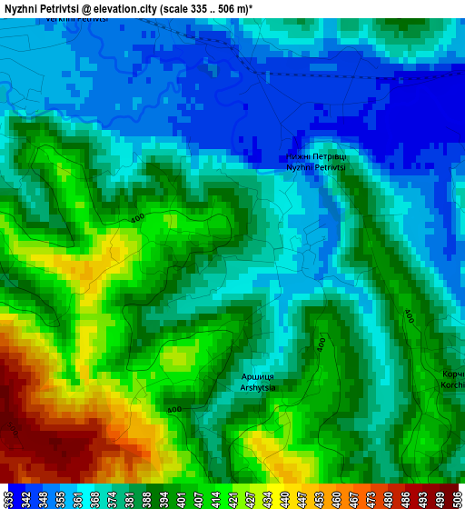 Nyzhni Petrivtsi elevation map