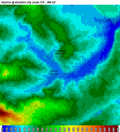 Ulychne elevation map