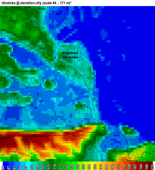 Ukrainka elevation map