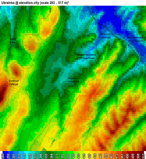 Ukrainka elevation map