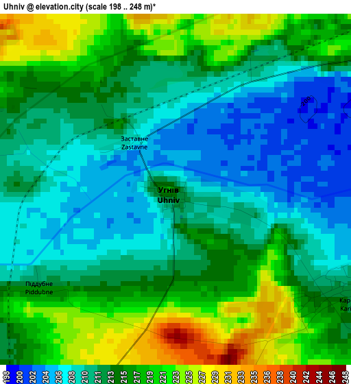 Uhniv elevation map