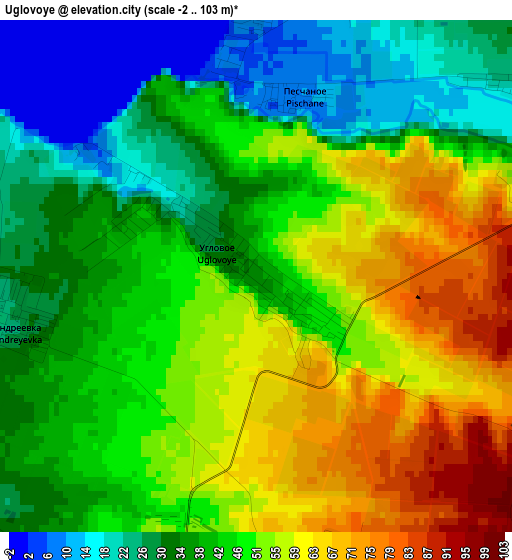 Uglovoye elevation map