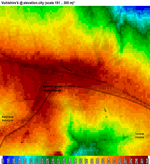 Vuhlehirs’k elevation map