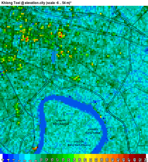 Khlong Toei elevation map