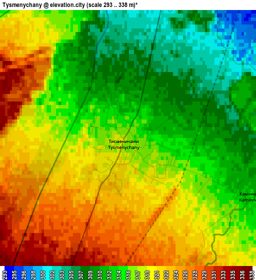 Tysmenychany elevation map