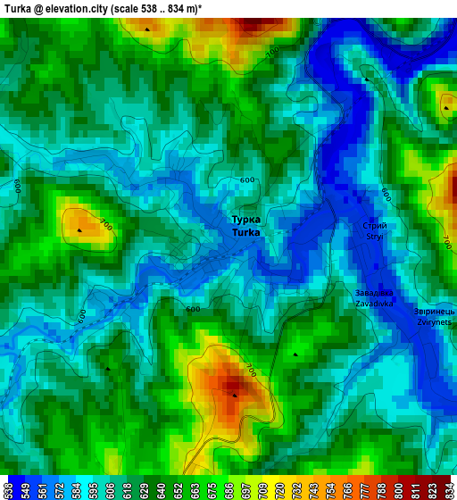 Turka elevation map