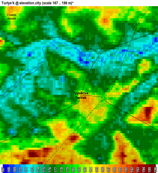 Turiys’k elevation map