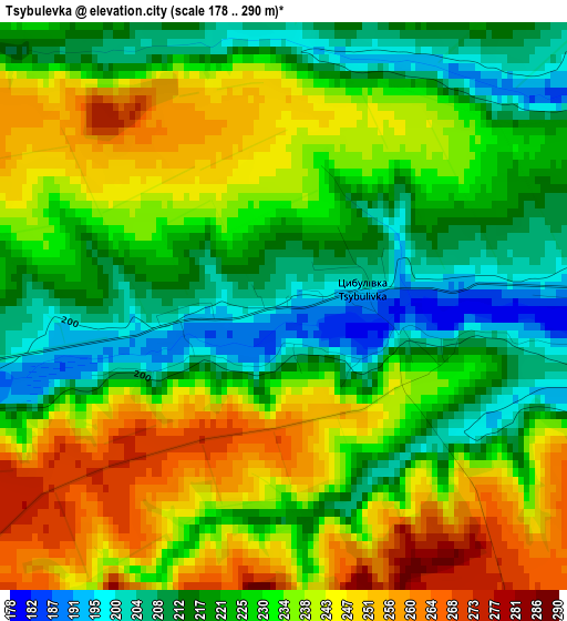 Tsybulevka elevation map