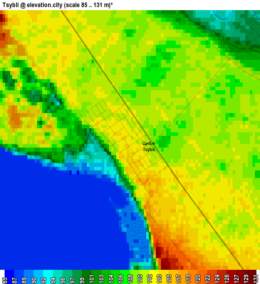 Tsybli elevation map