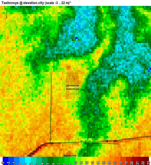 Tselinnoye elevation map