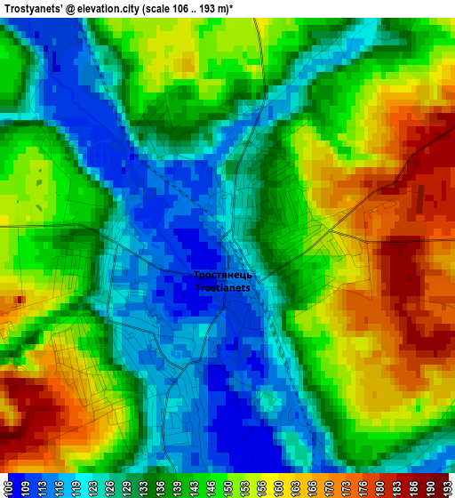 Trostyanets’ elevation map