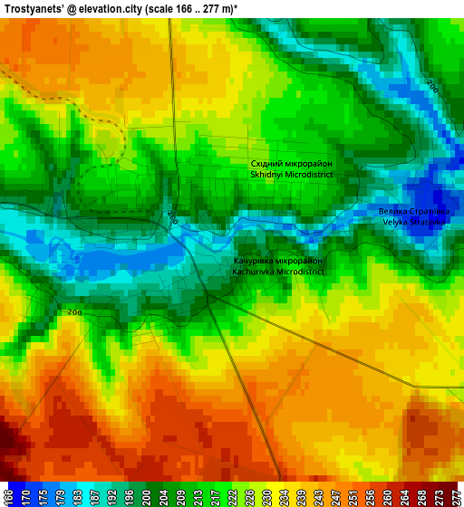 Trostyanets’ elevation map