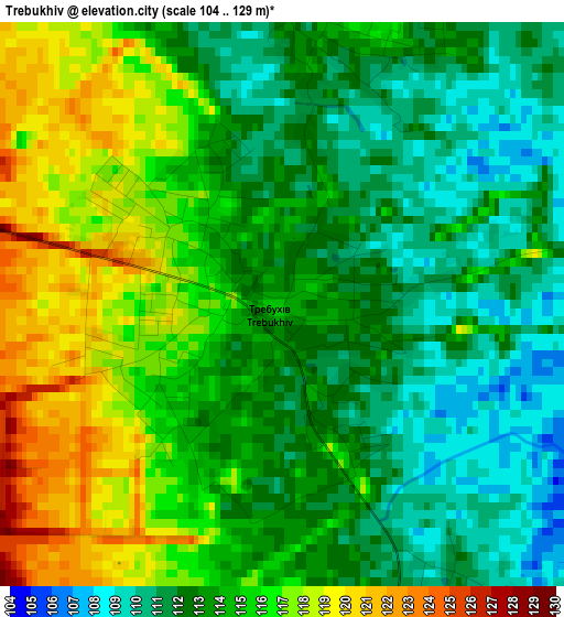 Trebukhiv elevation map