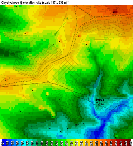 Chystyakove elevation map