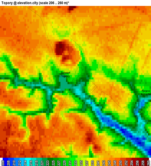 Topory elevation map