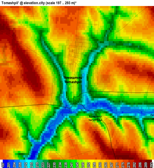 Tomashpil’ elevation map