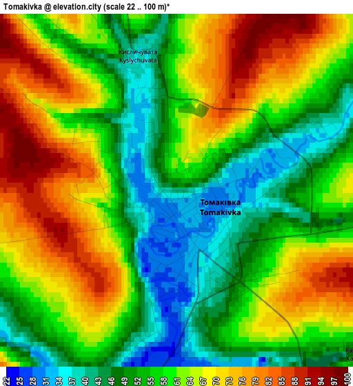 Tomakivka elevation map