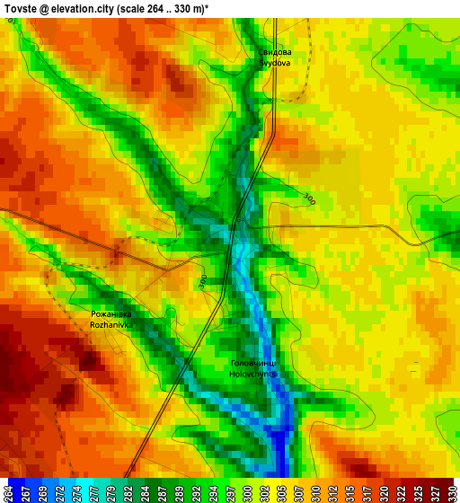 Tovste elevation map