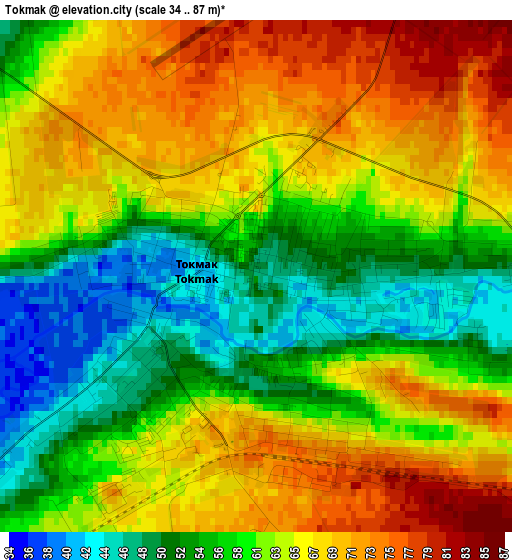 Tokmak elevation map