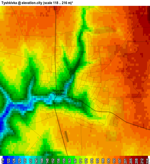 Tyshkivka elevation map