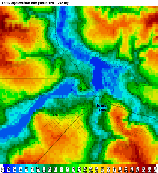 Tetiiv elevation map