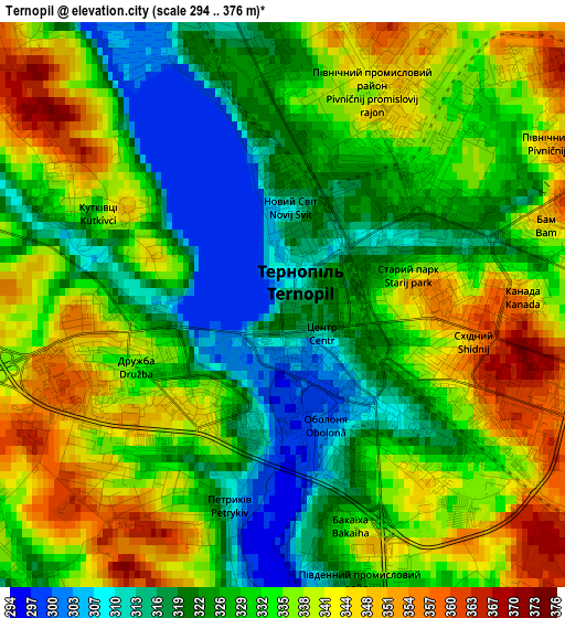 Ternopil elevation map