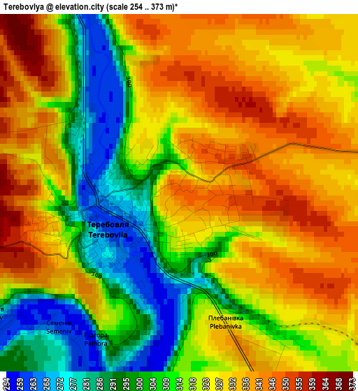 Terebovlya elevation map