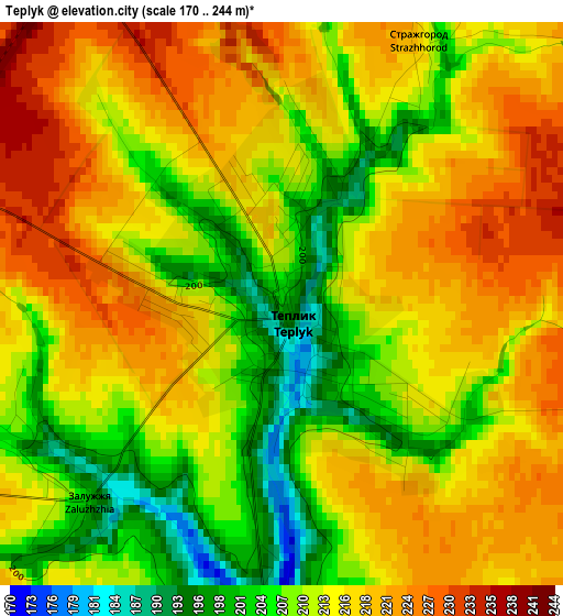 Teplyk elevation map