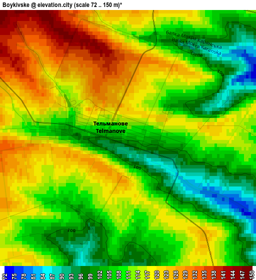 Boykivske elevation map