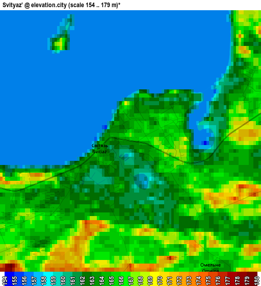 Svityaz’ elevation map