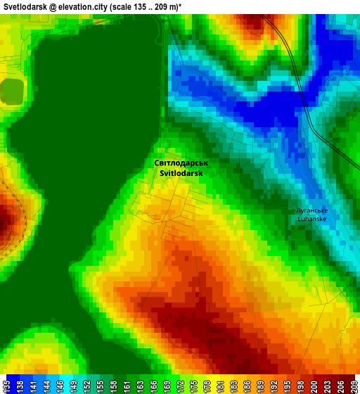 Svetlodarsk elevation map