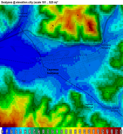 Svalyava elevation map