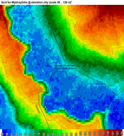 Surs’ko-Mykhaylivka elevation map