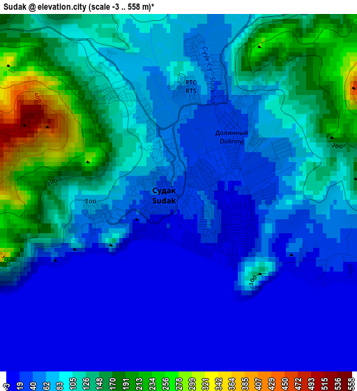 Sudak elevation map