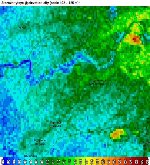 Storozhnytsya elevation map