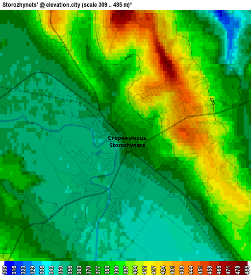 Storozhynets’ elevation map