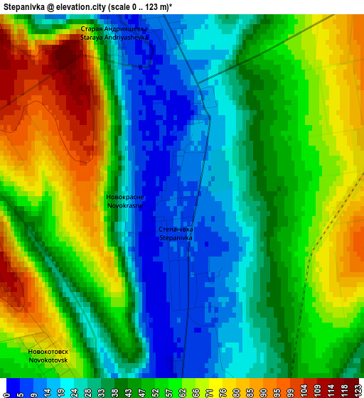 Stepanivka elevation map