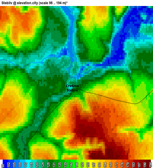 Stebliv elevation map