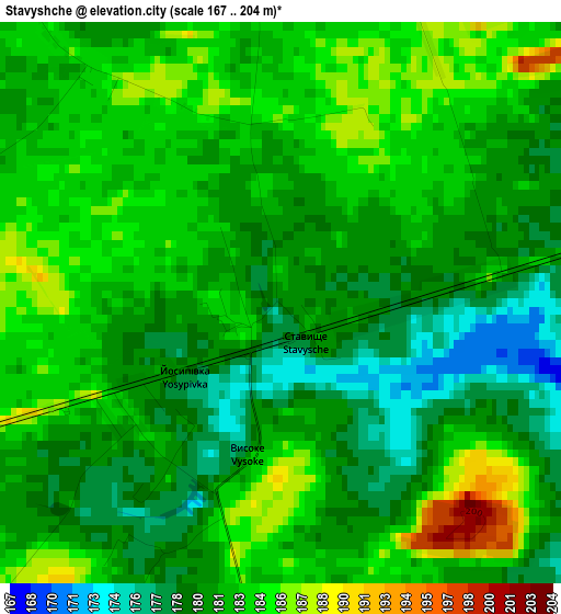 Stavyshche elevation map