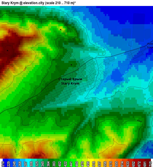 Stary Krym elevation map