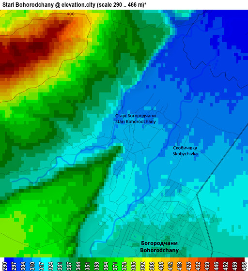 Stari Bohorodchany elevation map