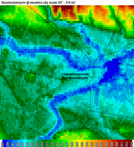 Starokostiantyniv elevation map