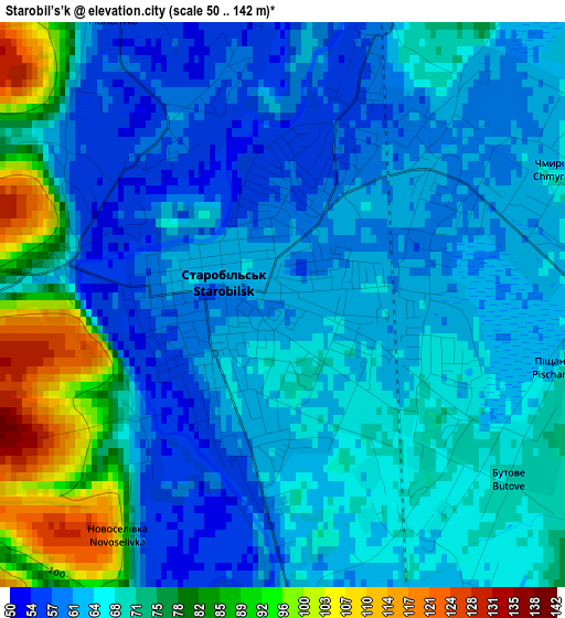 Starobil’s’k elevation map