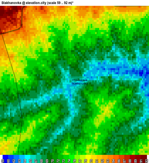 Stakhanovka elevation map