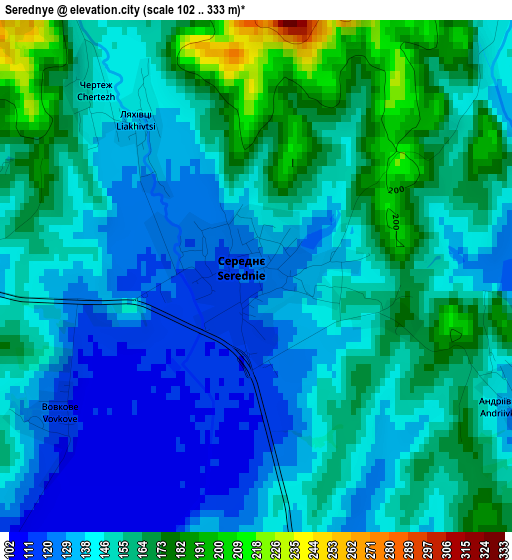 Serednye elevation map