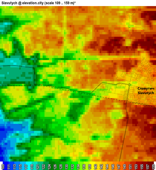 Slavutych elevation map