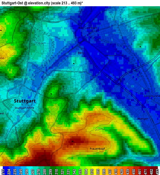 Stuttgart-Ost elevation map