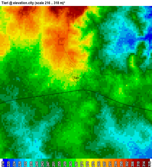 Tieri elevation map